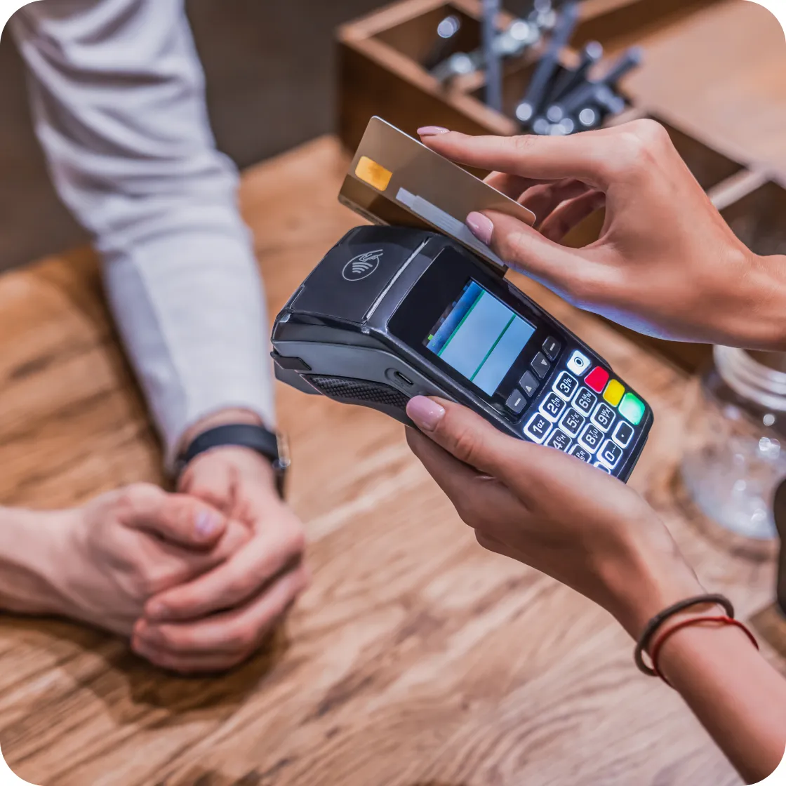 UPI payment at a hotel desk