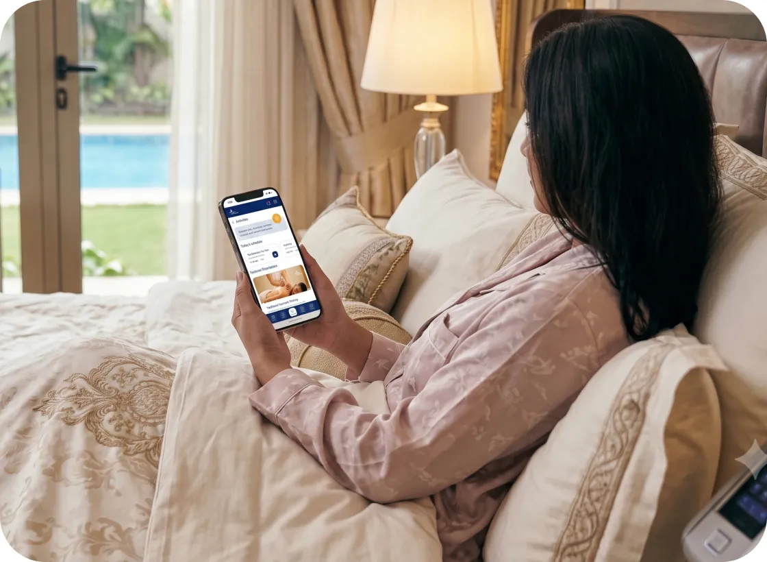 Guest using the Guest Hub on a phone