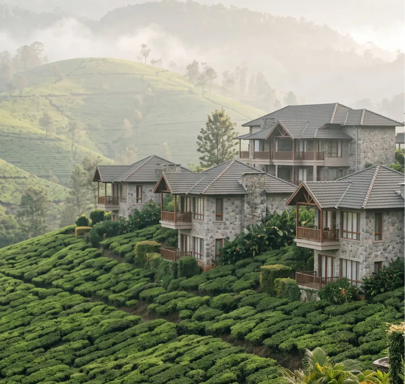 Hill resort among tea gardens